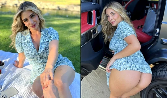 Красотка с большими дойками отдалась ухажеру после пикника